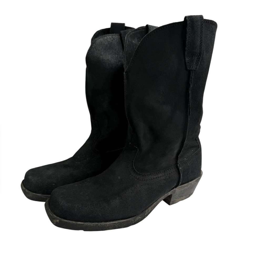 Dingo Black Suede Leather Square Toe Cowboy Boots Western Women's Festival